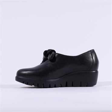 Wonders San Marino Bow Tie Wedge - Black Patent Combi